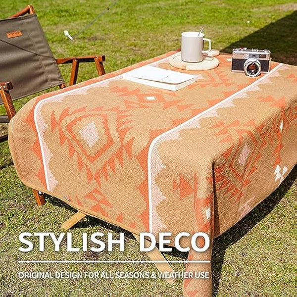 ACUSHLA Merino Wool Camp Blanket - Warm, Thick, Washable, Large Throw - Great for Outdoor Camping All Seasons Suitable Morocco Khaki 79" x63" 3.8lbs