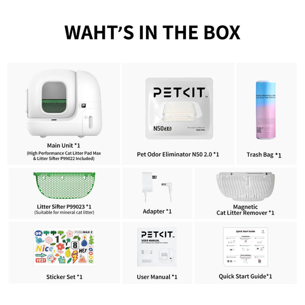 PETKIT PURA MAX 2 Self Cleaning Cat Litter Tray, App Control, 76L Extra Large Automatic Cat Litter Tray for Multi-cats, Odour Control with N50, xSecure Robot Litter Box, Includes Trash Liner