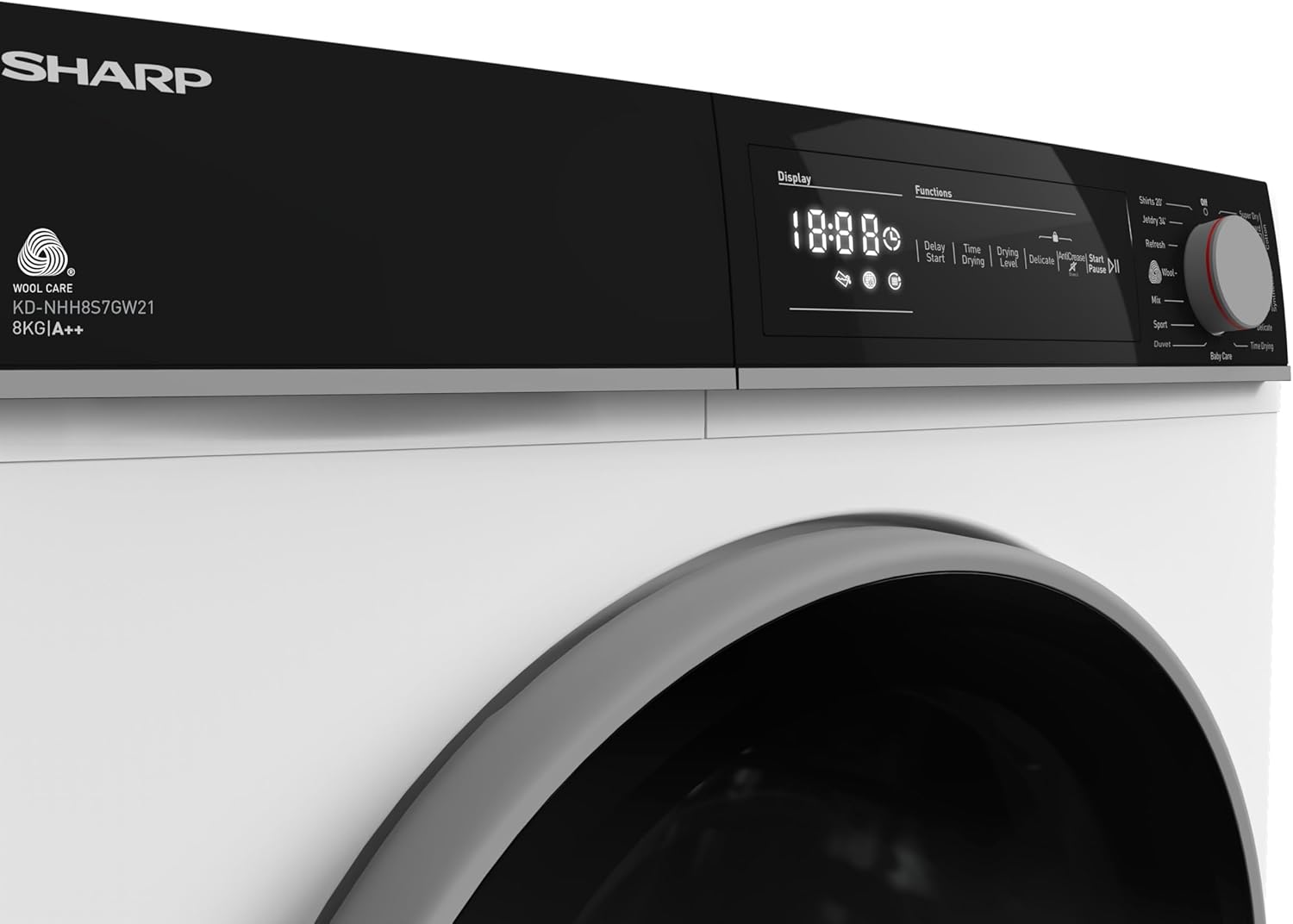 Sharp KD-NHH8S7GW21-EN, Free Standing, 8KG, Heat Pump Tumble Dryer, A++ Energy Rating, White