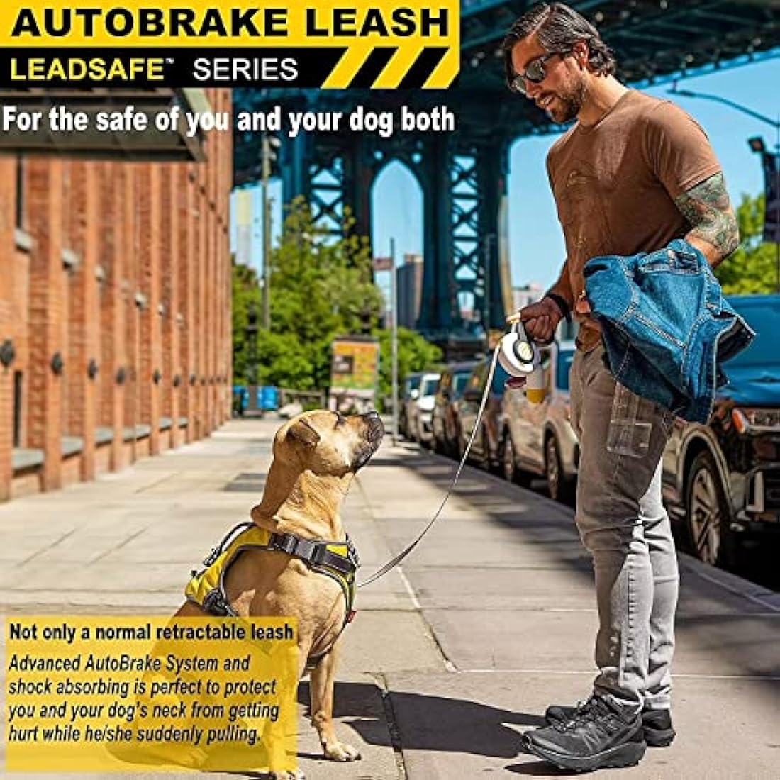 FIDA AutoBrake Retractable Dog Lead, Anti Pull Patented Design for Dog Pulling, 5m Heavy Duty Extendable Dog Lead for Large Dogs, X-Large Size