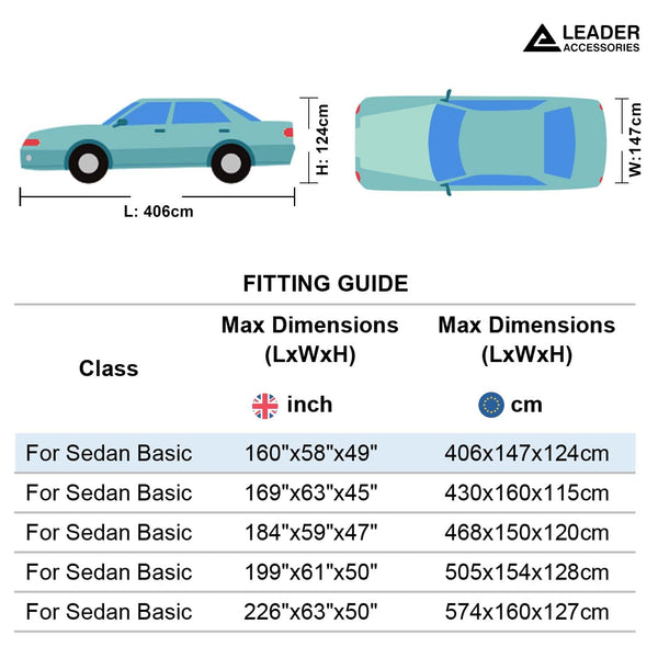 Leader Accessories Full Car Cover Premium 5 Layers Waterproof Breathable Vehicle Cover Universal Fit (Sedan-200"x61"x50",Grey,Outdoor)