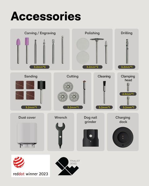 HOTO 4V Mini Cordless Rotary Tool Kit, 25000RPM, 5-Speed USB-C Rechargeable Rotary Tool with 35 Accessories, LED Light, Power Tool for 3D Printer Sanding, Polishing, Drilling, Carving, DIY Crafts