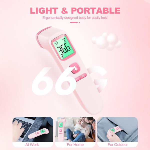 No-Touch Forehead Thermometer for Adults, Infrared Digital Thermometers for Kids, Touchless Baby Thermometer, Accurate Reading with LCD Display, Mute Mode, Memory Recall, Fever Alarm
