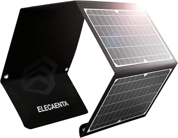 ELECAENTA 60W Foldable Solar Panel ETFE Solar Charger USB-C PD45W QC3.0 DC 18V for Portable Solar Generator Power Station Smartphones Outdoor Power Backup Waterproof Dustproof, 1.6KG