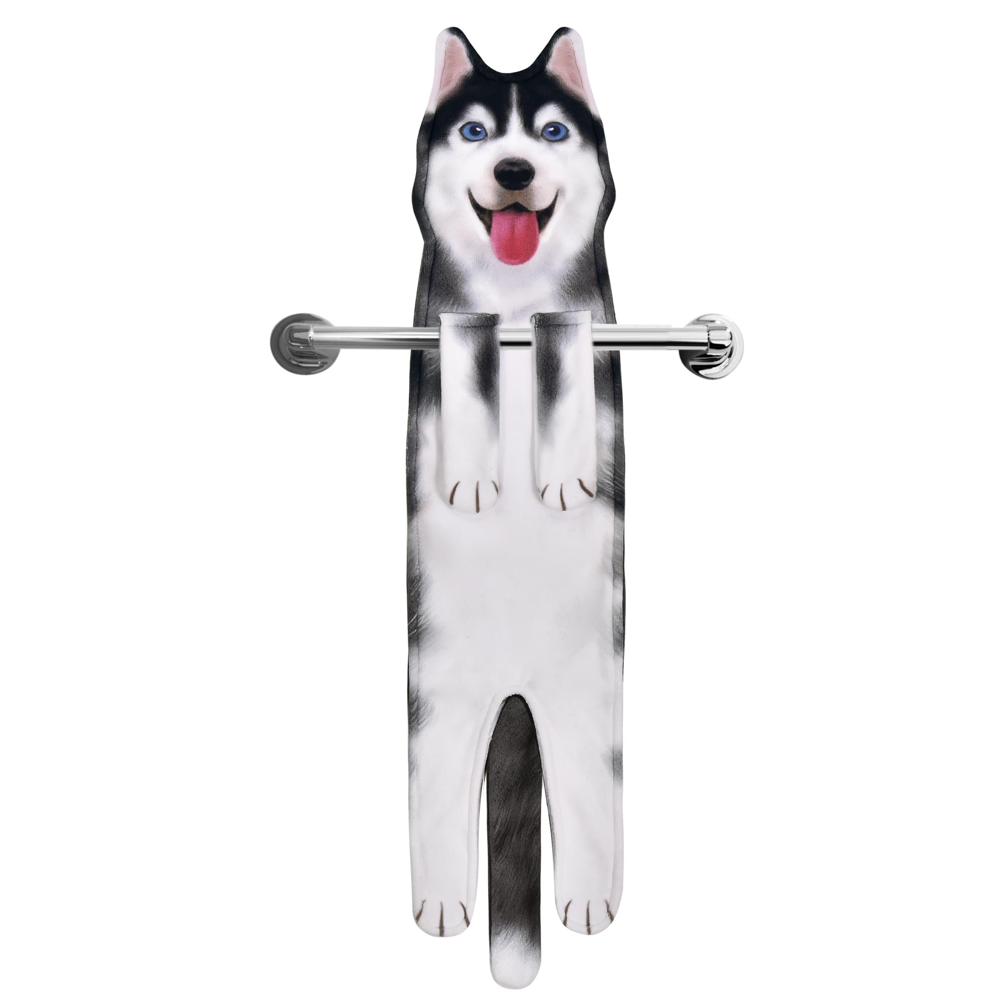AGRIMONY AdultHusky Dog Funny Hand Towels for Bathroom Kitchen -Cute Decor Dog Mum Dad Women Fathers Mothers Day Easter Gifts Decorative Hanging