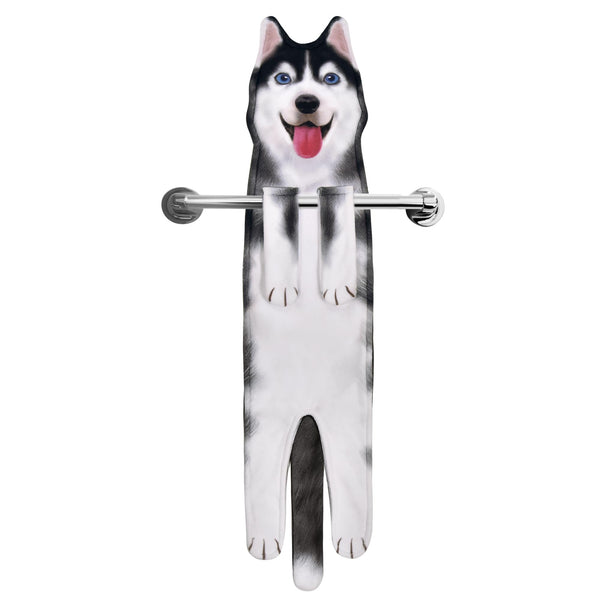 AGRIMONY AdultHusky Dog Funny Hand Towels for Bathroom Kitchen -Cute Decor Dog Mum Dad Women Fathers Mothers Day Easter Gifts Decorative Hanging