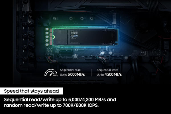 Samsung 990 PRO NVMe M.2 SSD, 2 TB, PCIe 4.0, 7,450 MB/s read, 6,900 MB/s write, Internal SSD, For gaming and video editing, MZ-V9P2T0BW