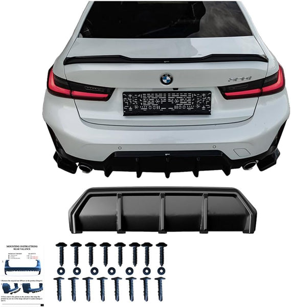 Oneway Rear Diffuser compatible with BMW 3-Series G20/G21 M-Pack Facelift 2022- - Gloss black