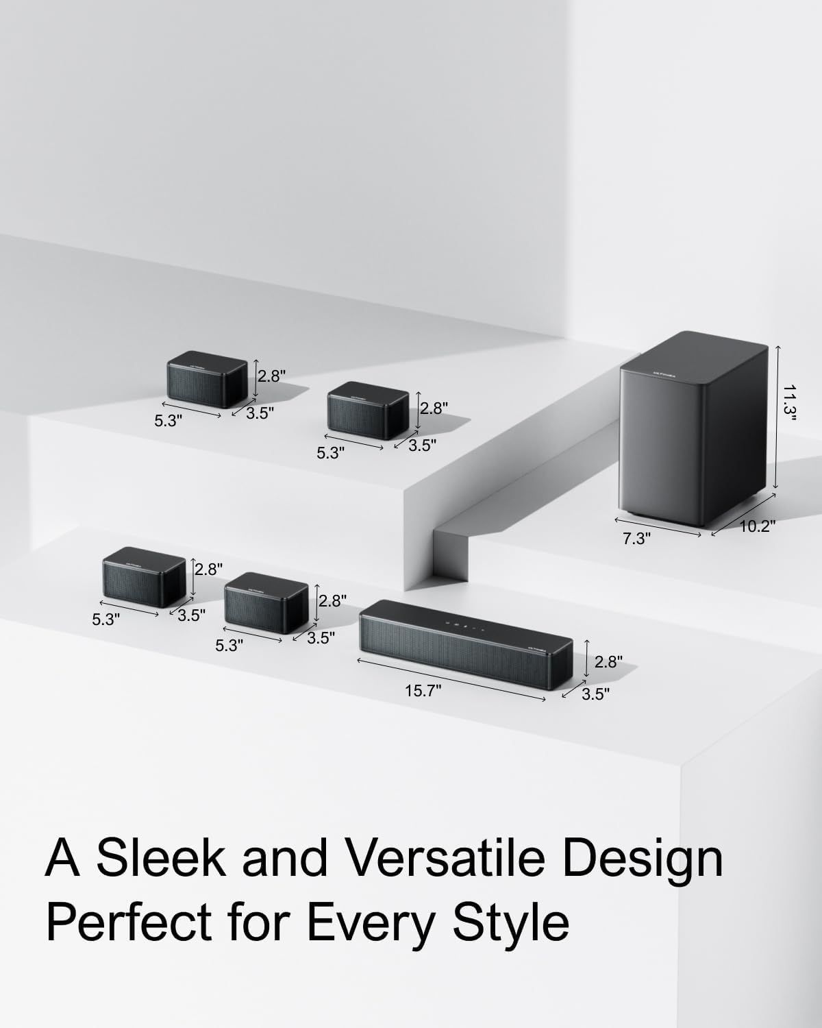 ULTIMEA 4.1ch Sound Bar for Smart TV with Subwoofer, App, Peak Power 200W, 2-in-1 Detachable Bluetooth 5.3 Soundbar, Bass Adjustable, 3 EQ Modes TV Sound Bar, ARC/Optical/Aux, Apollo S50 2025 Version