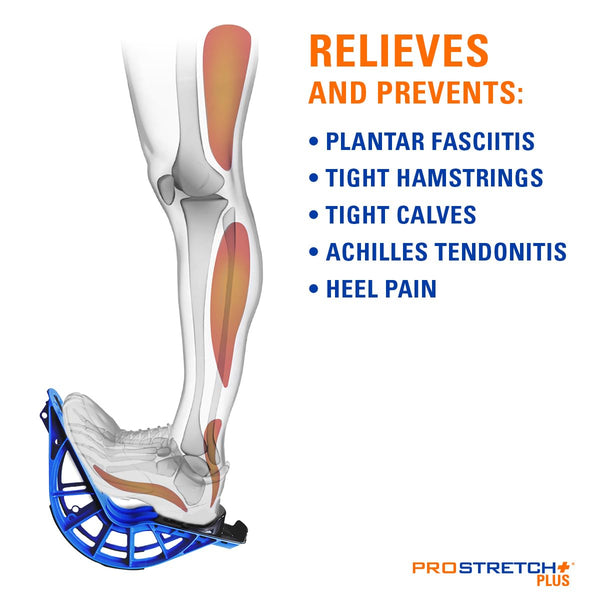 ProStretch Plus Blue - Adjustable Calf Stretcher & Foot Rocker for Plantar Fasciitis, Achilles Tendonitis, Flexibility (Slip Resistant Bottom)