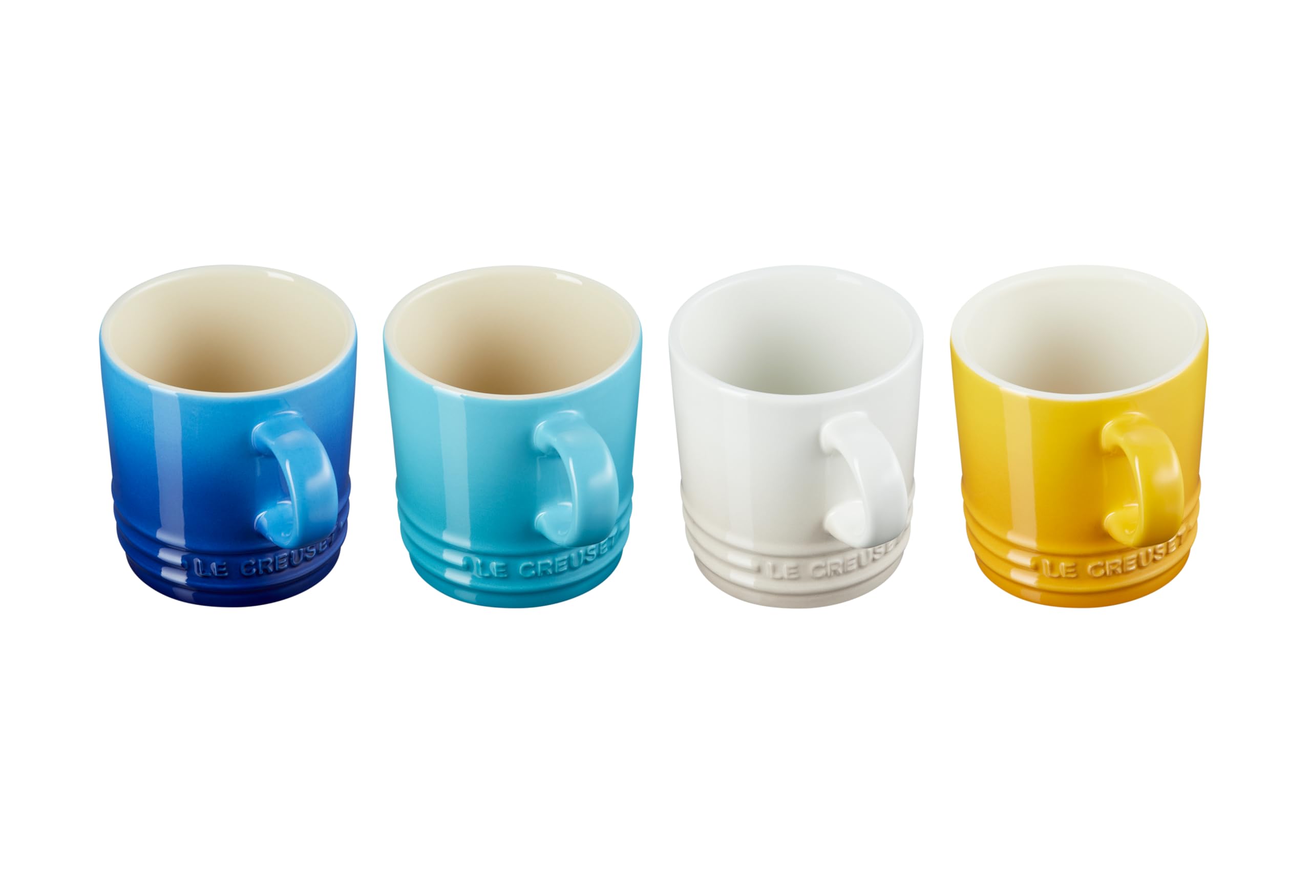 Le Creuset Stoneware Rainbow Coffee Mugs, 350 ml, Cerise, Volcanic, Teal, Ultra Violet, Soleil, Palm, 79114358359030
