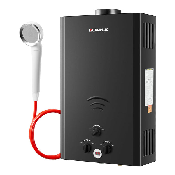 CAMPLUX Gas Water Heater 20 litres, Instant LPG Water Heater for Garden Shower, RV, Tiny House, ECO/Full Mode, BW Series BW528B