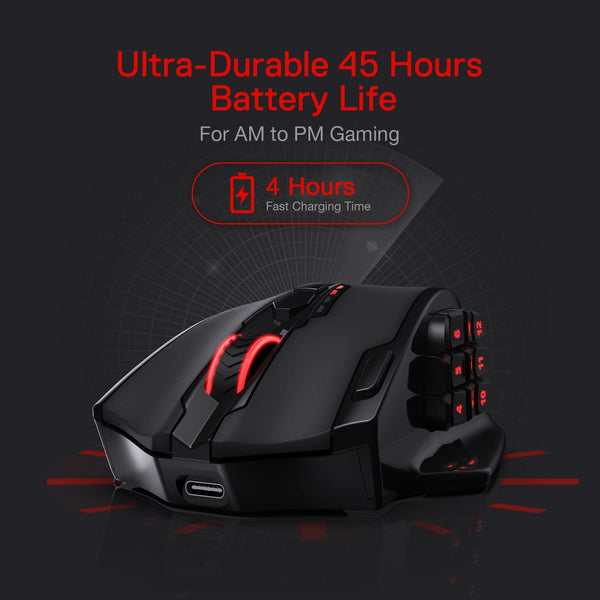 Redragon M908 Impact RGB LED MMO Mouse with Side Buttons Optical Wired Gaming Mouse with 12,400DPI, High Precision, 20 Programmable Mouse Buttons