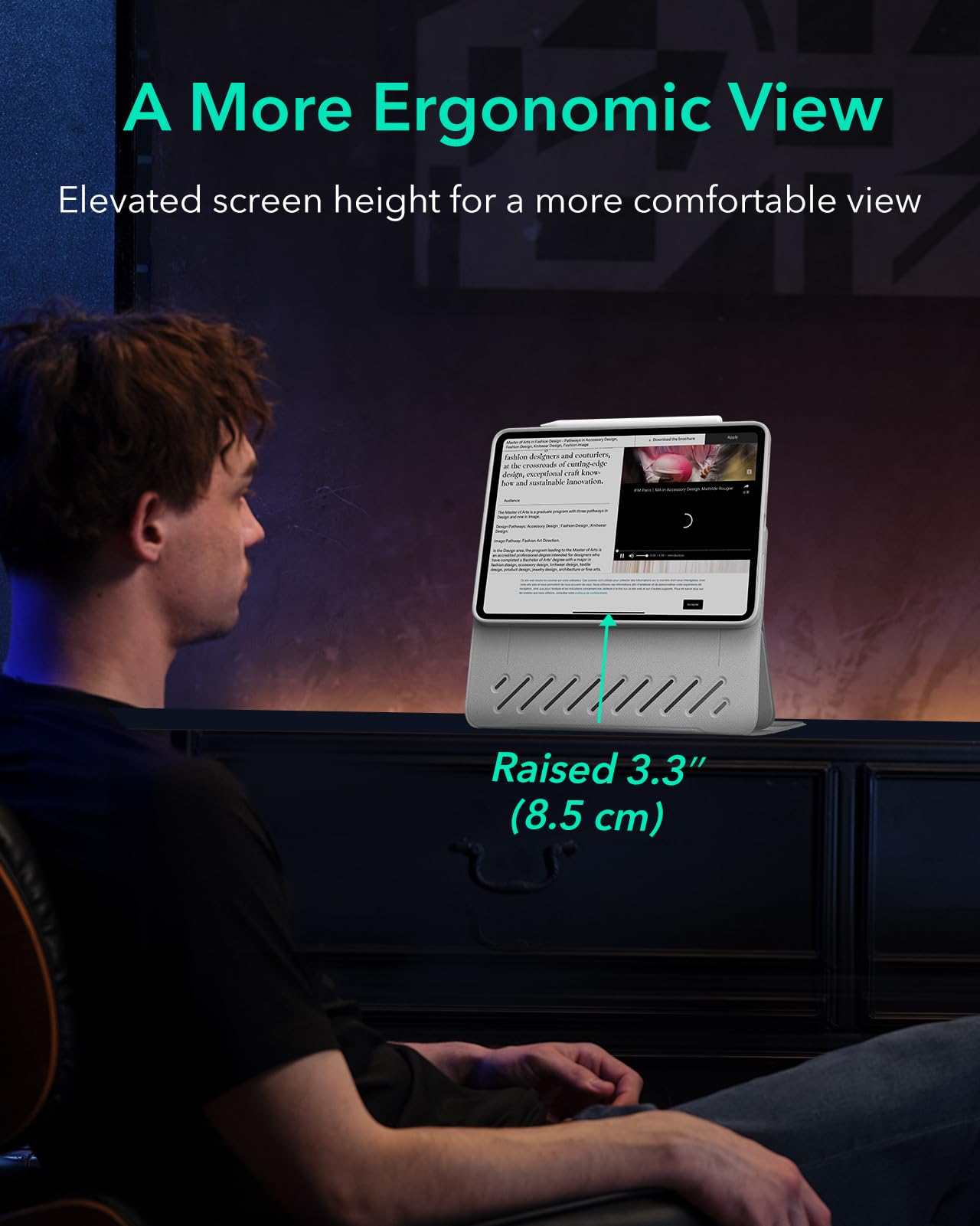 ESR for iPad Pro 12.9 Case (6th/5th Generation, 2022/2021), Removable Magnetic Cover, Adjustable Portrait/Landscape Stand with Raised Display View, 9 Standing Angles, Shift Series, Black