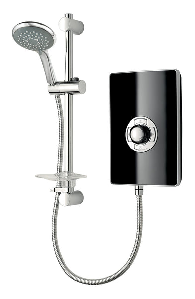 Triton Showers Collection 2, Shower Electric, 8.5 KW, Triton Aspirante, Black Gloss, Electrical Showers, with Showerhead and Anti Twist Hose, Bathroom Showering Unit