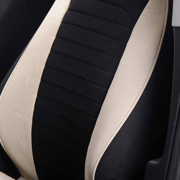 AUTOYOUTH Car Seat Covers Simple Bucket Style Universal Front Pair Fit for Car Truck SUV Van Seat Covers Car Seat Protector, Beige