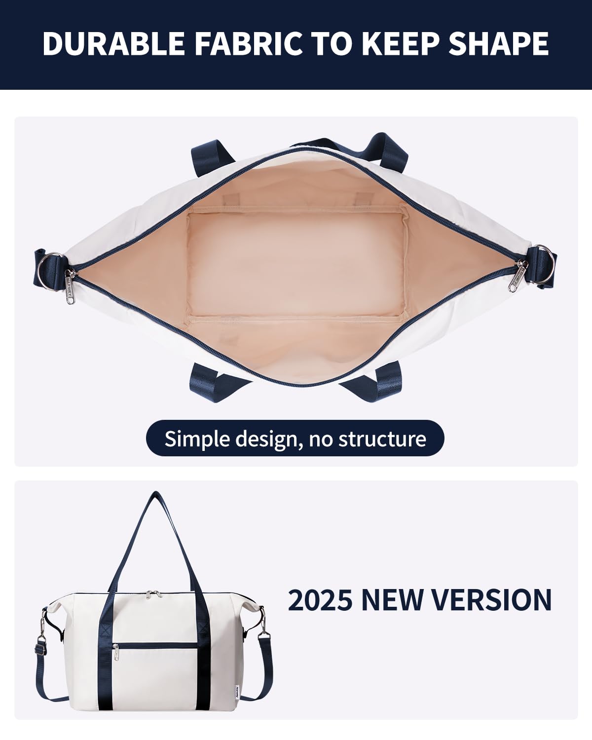 Narwey for Ryanair Cabin Bag 40x20x25 Underseat Ryan Air Bag Foladble Travel Duffel Hospital Carry on Hand Luggage Holdall Weekend Overnight Bag for Women and Men 20L (Beige with Green Straps)