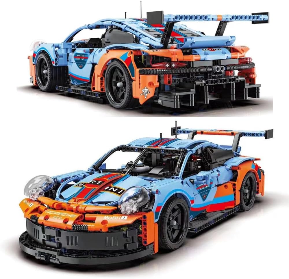 Technik Sports Car Building Kit for Porsche 911 Gulf Blue, 1680 Pcs Racing Car Model Construction Kits, MOC Creative Supercar Toys, Exclusive Collectible Race Car Model, Gifts for Boys Adult