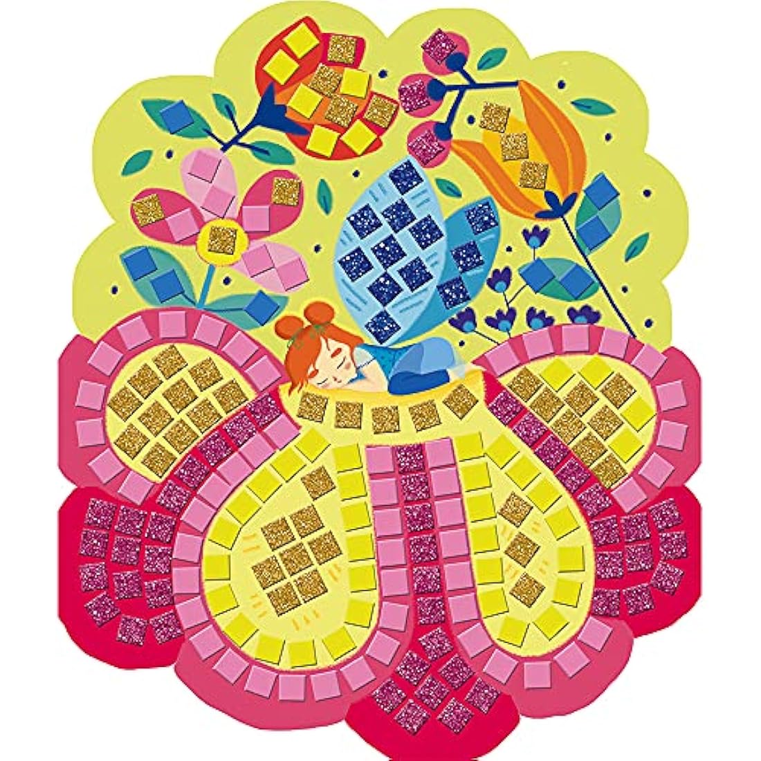 Janod - Fairies Foam Mosaics Box - Les Ateliers du Calme - Creative Leisure Kit for Children - Fine Motor Skills and Concentration Learning - from 5 Years, J07960