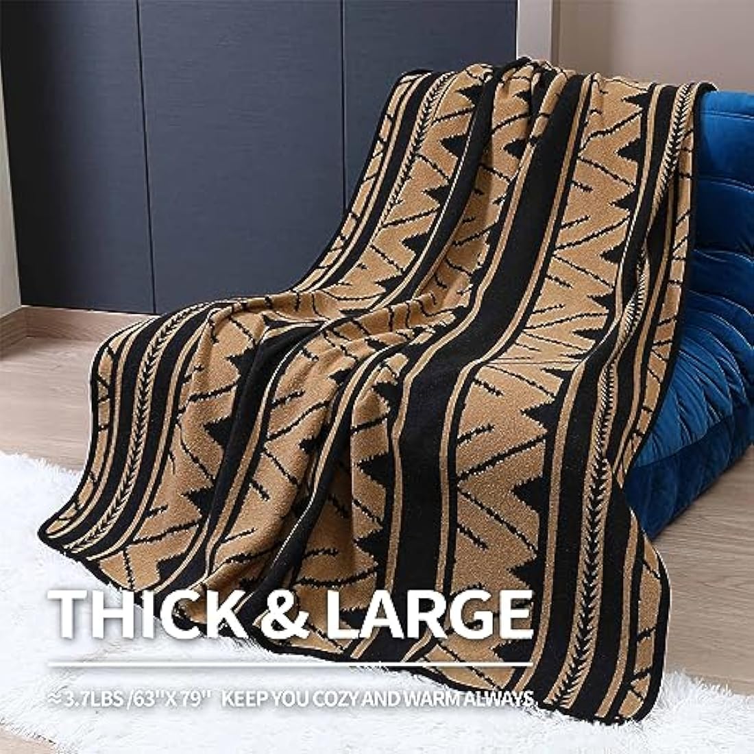 ACUSHLA Merino Wool Camping Blanket Soft Warm Thick Washable Large Outdoor Camping Travel Throw All Weather Sierra Khaki 200x160cm