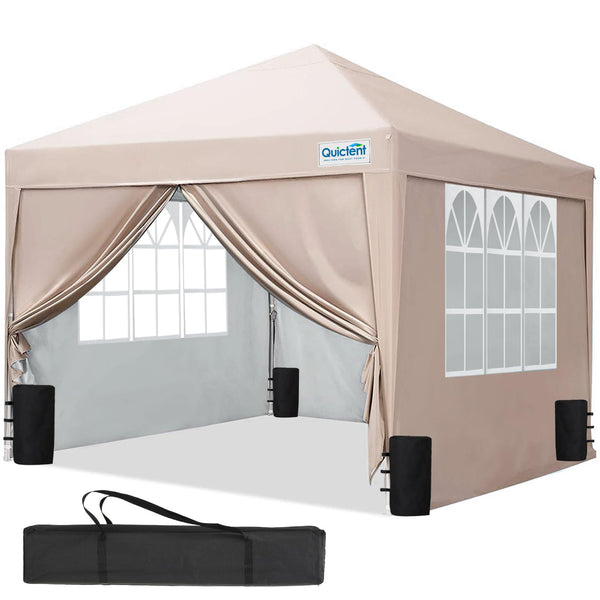Quictent Pop Up Canopy Gazebo with Removable Sidewalls, Adjustable Height Event Shelter, 3x3m (10x10ft) Portable Tent for Garden Party, Camping, White