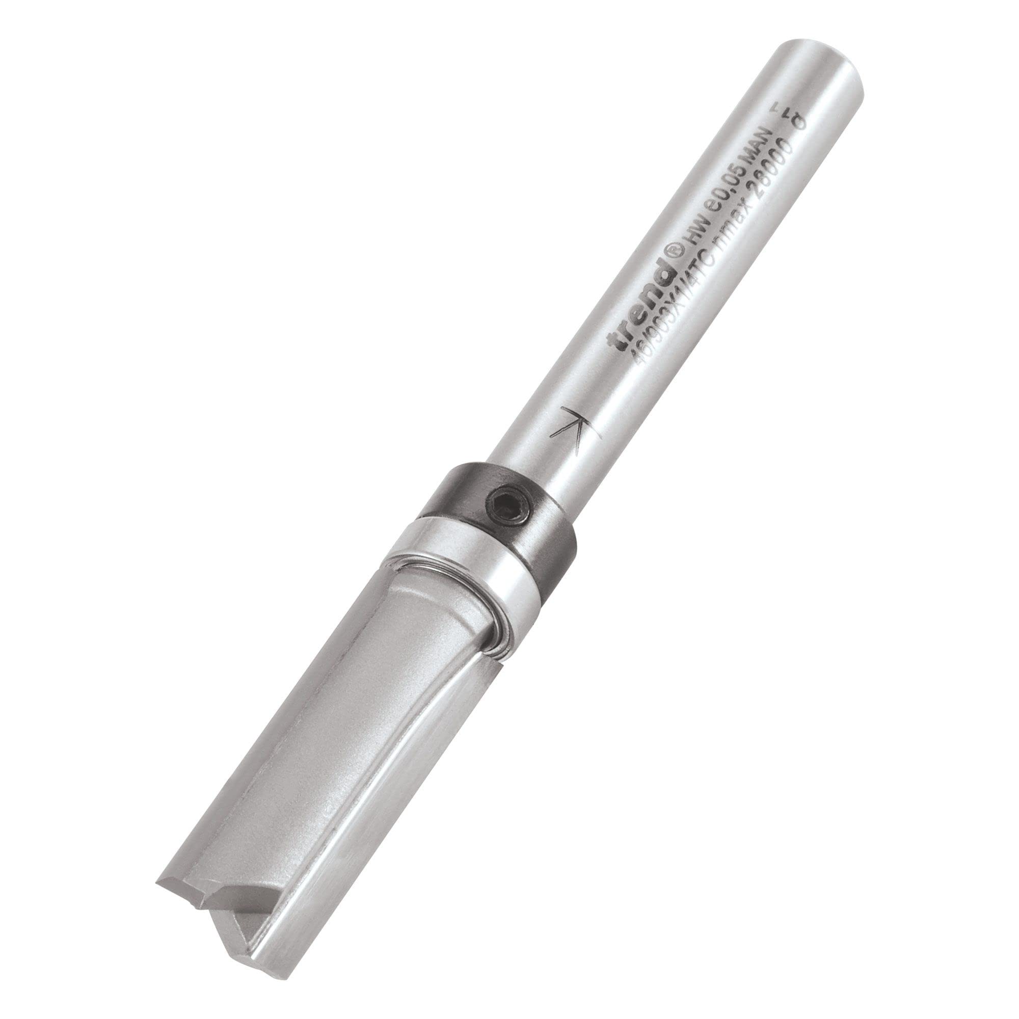 Trend Professional Guided Trimmer, 1/2 Inch Shank, 12.7mm Cut Diameter, 50mm Cut Length, Tungsten Carbide Tipped, 46/23X1/2TC