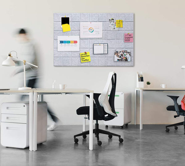 Uoisaiko Large 30x30cm Felt Board Tiles with 30 Pins, Pack of 6 Bulletin Board Notice Boards for Home Office Kitchen, Self Adhesive Pin Board Wall Tiles for Photos Memos