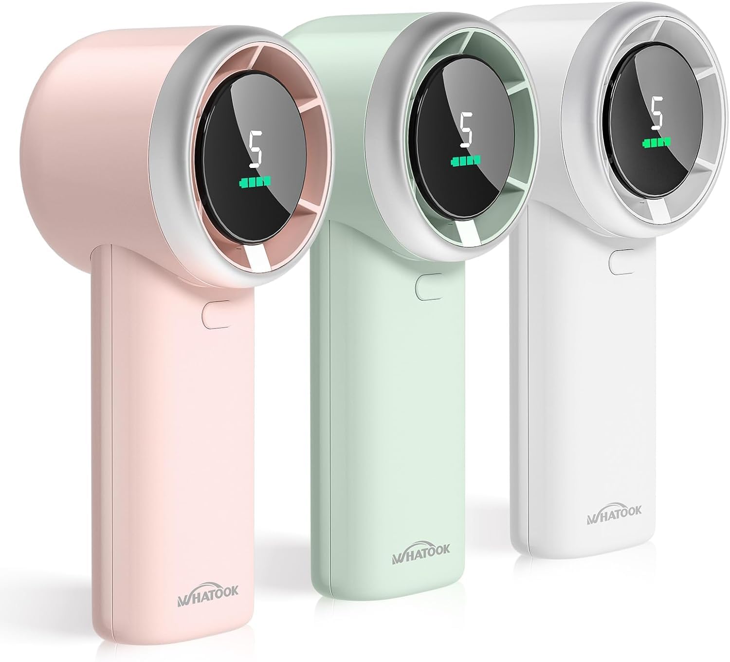 WHATOOK Handheld Fan, 2024 High Speed Cooling Turbo Mini Portable Rechargeable Fan with LED Display/2H Fast charging, Personal Small Stylish 5 Speeds Fan for Man Outdoor Beach Travel Vacation