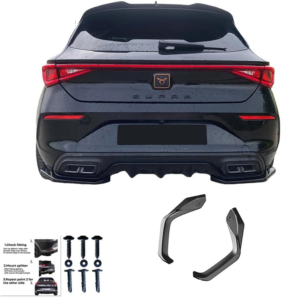 Oneway Rear Side Diffusors compatible with Cupra Leon HB 2020- - Version 2 - Gloss black