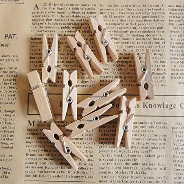 jijAcraft 3.5cm Mini Wooden Pegs: 100Pcs Mini Photos Pegs for DIY Crafts Brown Photo Display Clips Small Wooden Clothes Peg for Hanging Photos Cards