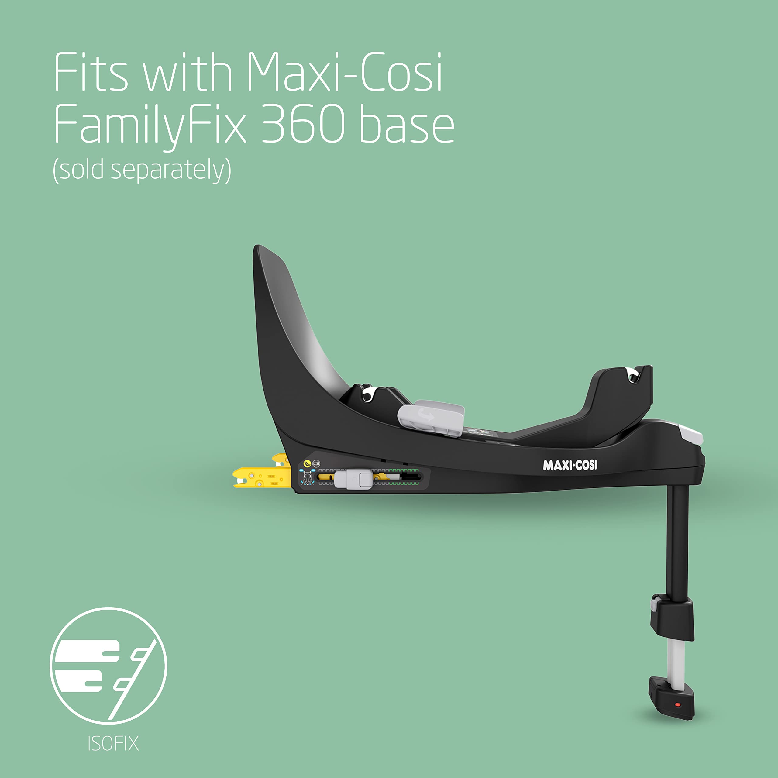 Maxi-Cosi FamilyFix 360 i-Size Base, Rotating Car Seat System, 360 Swivel ISOFIX Base, 0-4 Years (40-105 cm), One-Hand FlexiSpin Rotation, TravelSafe Rotation Control, Click & Go, Black