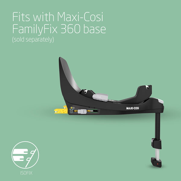 Maxi-Cosi FamilyFix 360 i-Size Base, Rotating Car Seat System, 360 Swivel ISOFIX Base, 0-4 Years (40-105 cm), One-Hand FlexiSpin Rotation, TravelSafe Rotation Control, Click & Go, Black