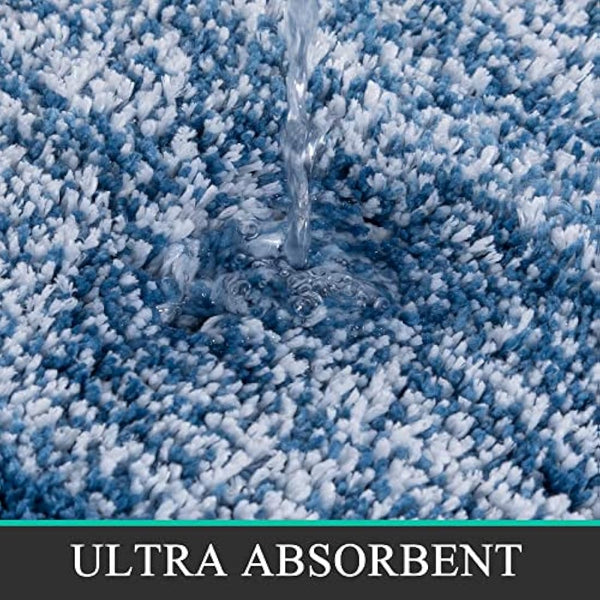 Pauwer Non Slip 3 Pieces Bath Mats and Toilet Mat Set Super Water Absorbent Bath Rug Sets Machine Washable Microfiber Shaggy Shower Floor Mats for Bathroom