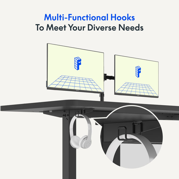 FLEXISPOT ONE PIECE Electric Standing Desk Height Adjustable Sit Stand Up Desk for Home Office with Memory Smart Pannel (100 * 60cm Black Frame+ Black Desktop)