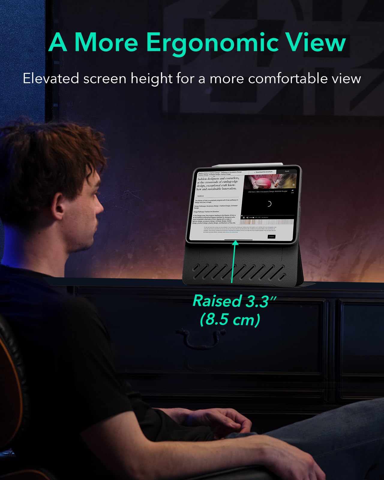 ESR for iPad Pro 12.9 Case (6th/5th Generation, 2022/2021), Removable Magnetic Cover, Adjustable Portrait/Landscape Stand with Raised Display View, 9 Standing Angles, Shift Series, Black