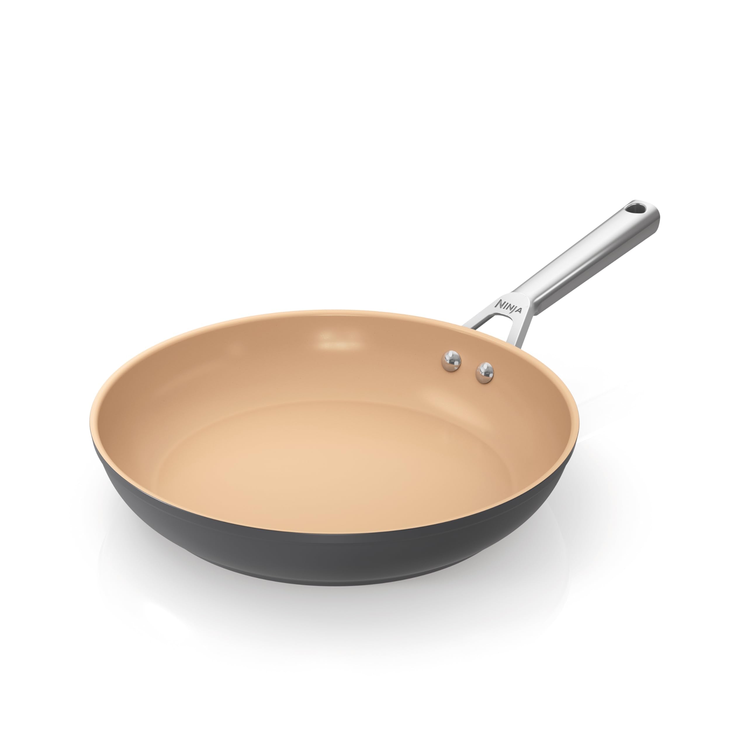 Ninja Extended Life 28cm Ceramic Frying Pan, Non-Stick (No PFAs, PFOAs, Lead or Cadmium), Induction Compatible, Stainless Steel Handle, Oven Safe to 285°C, Grey & Terracotta, CW90028EUUKDB