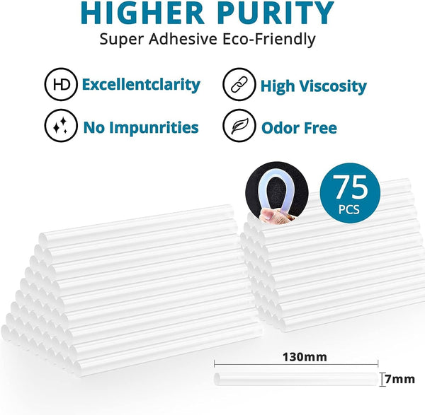 Tilswall Hot Glue Gun Kit, 50W Mini Melt Gun with 75pcs 130mm Glue Sticks for Crafting, DIY, Art, Sealing, Home Repairs, Cards, and Glass