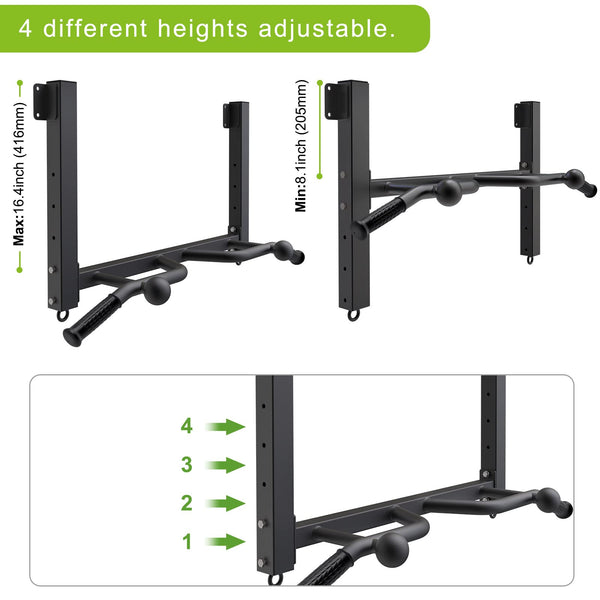 Kipika Multifunctional Joist Mounted Pull Up Bar, 4 Levels of Height Adjustment, Multi-Angle Grip, Chin Up Bar Joist Mount, Home Gym Workout Strength