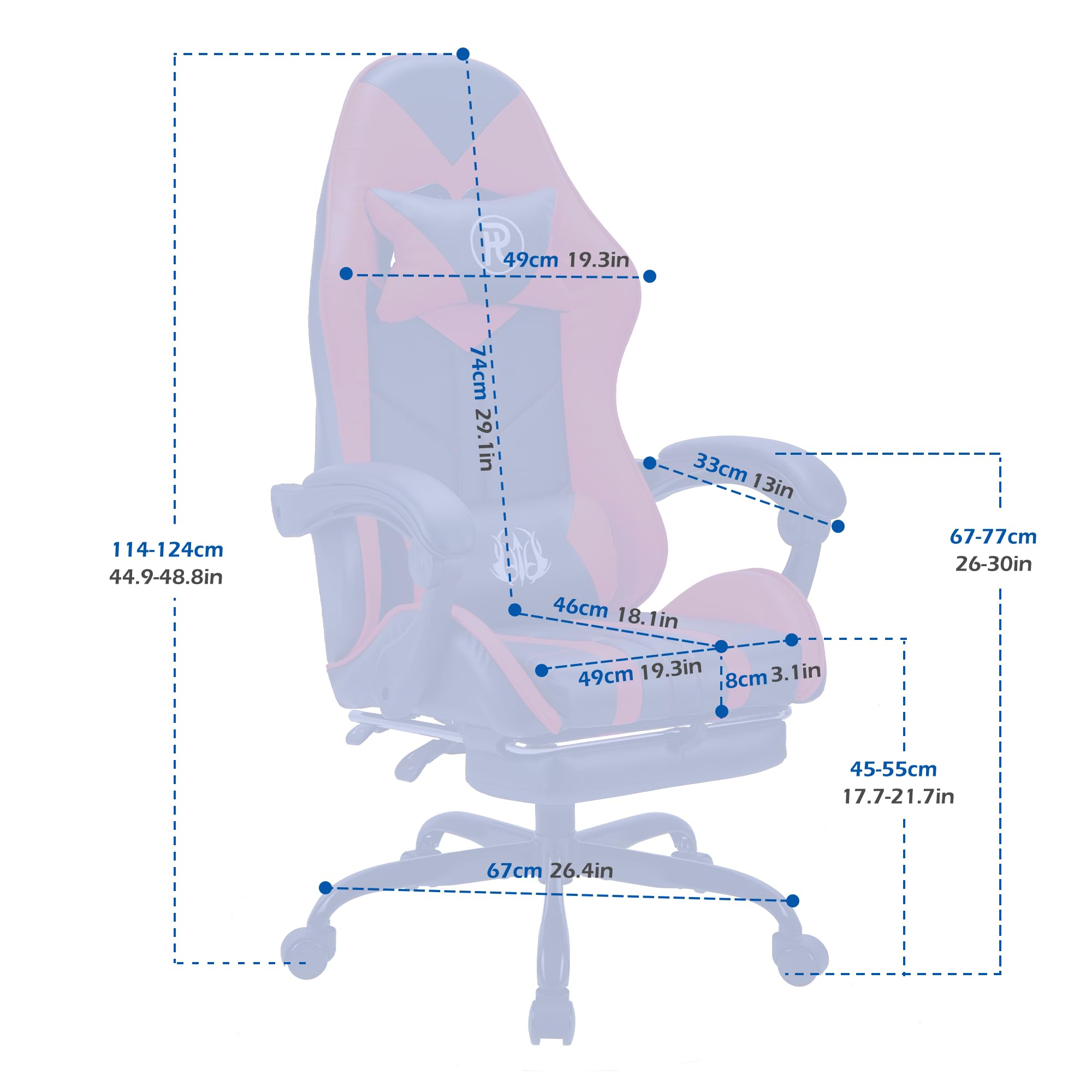 Play haha.Ergonomic reclining seat with footrest adjustable headrest and lumbar cushion high back support padded armrests PU leather finish for gaming home or office use