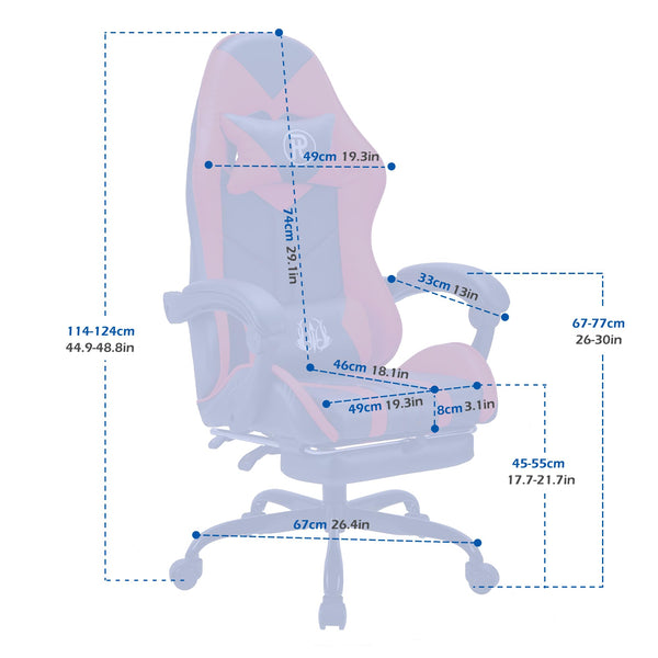 Play haha.Ergonomic reclining seat with footrest adjustable headrest and lumbar cushion high back support padded armrests PU leather finish for gaming home or office use