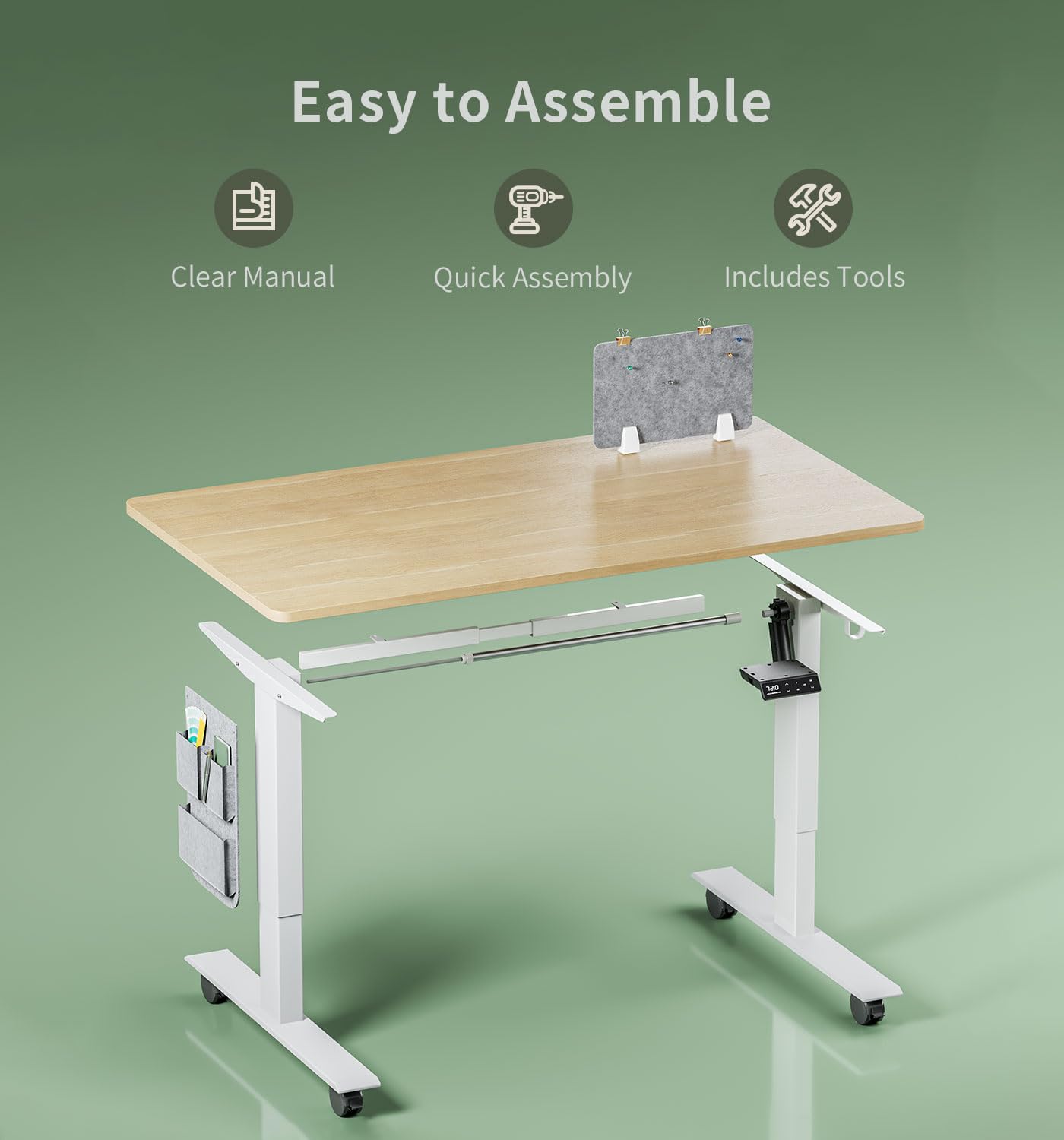 MAIDeSITe Height Adjustable Standing Desk Electric Standing Desk Sit Stand Desk Stand Up Desk with Cable Tray 120 * 60cm Desktop for Home Office