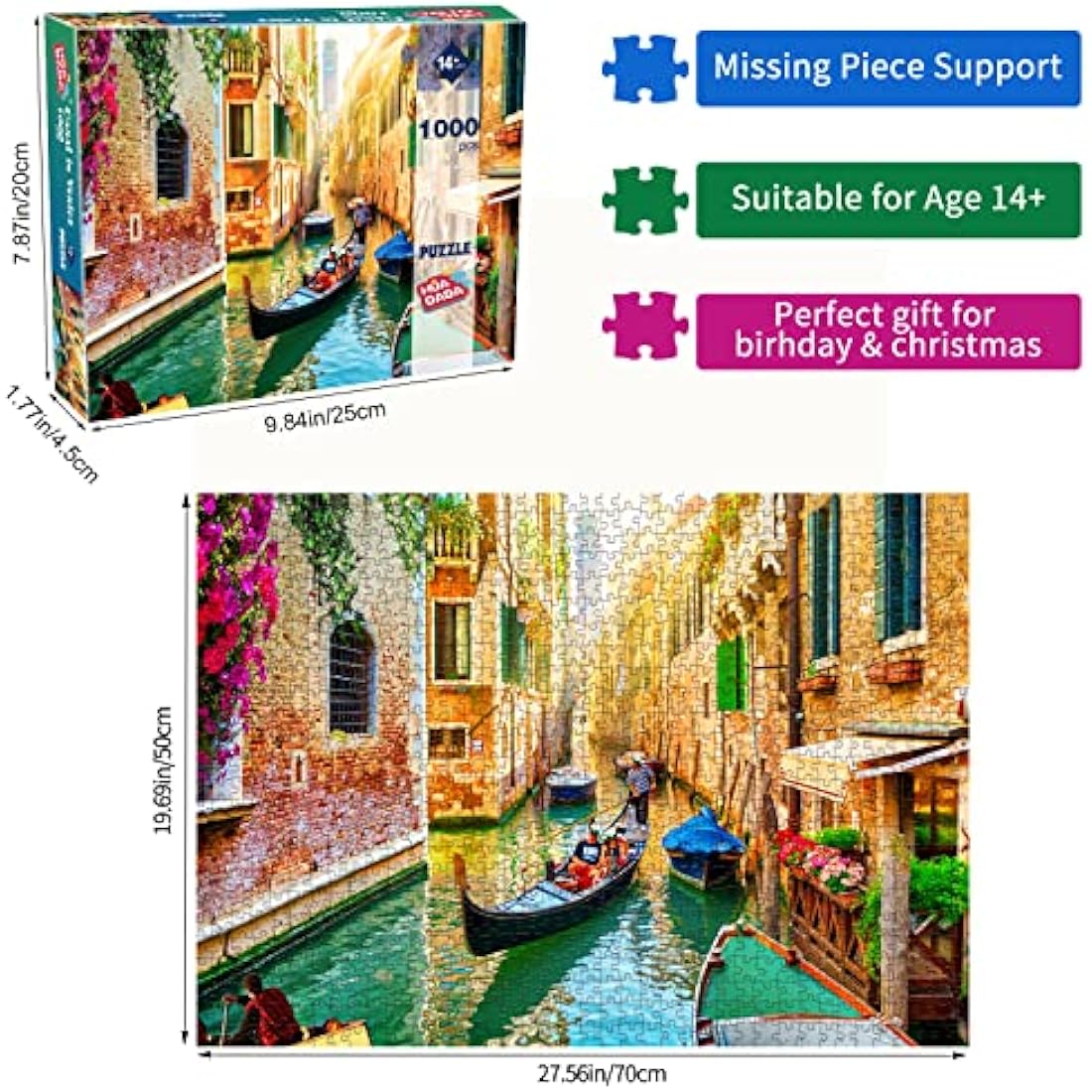 Jigsaw Puzzles for Adults 1000 Piece Jigsaw Puzzles for Adult,JigsawPuzzle 1000 Pieces for Adults Challenging Puzzle Games（Beautiful scenery of Venice canals）