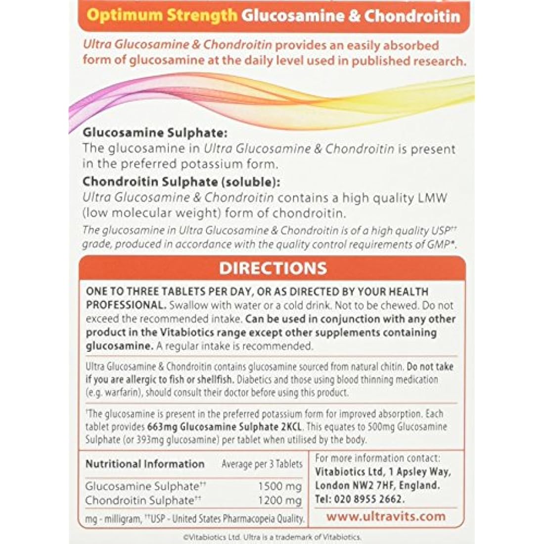 Glucosamine and Chondroitin Tablets, by Vitabiotics Ultra