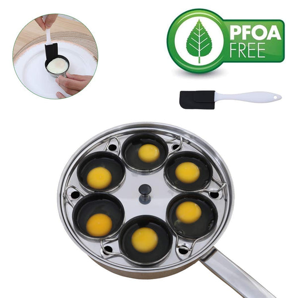 6 Cups Egg Poacher Pan - Stainless Steel Poached Egg Cooker  Induction Cooktop Egg Poachers Cookware Set with 4 Nonstick Large PFOA FREE Egg Poacher