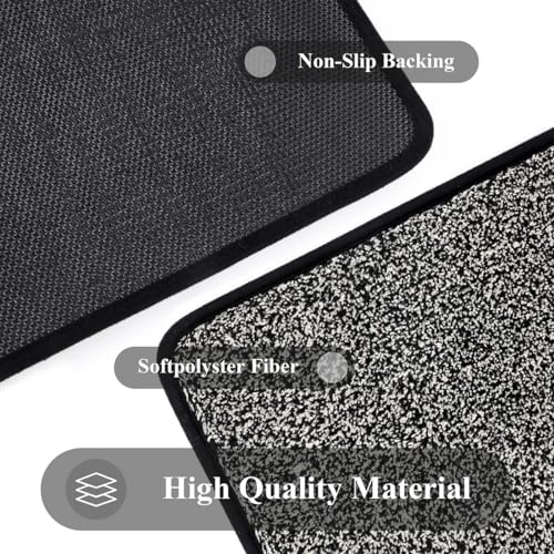 Pauwer Doormat Non Slip Indoor Barrier Mats Rubber Backing Super Absorbent Entrance Rug Durable Inside Dirt Trapper Mats(80X120cm, Black)