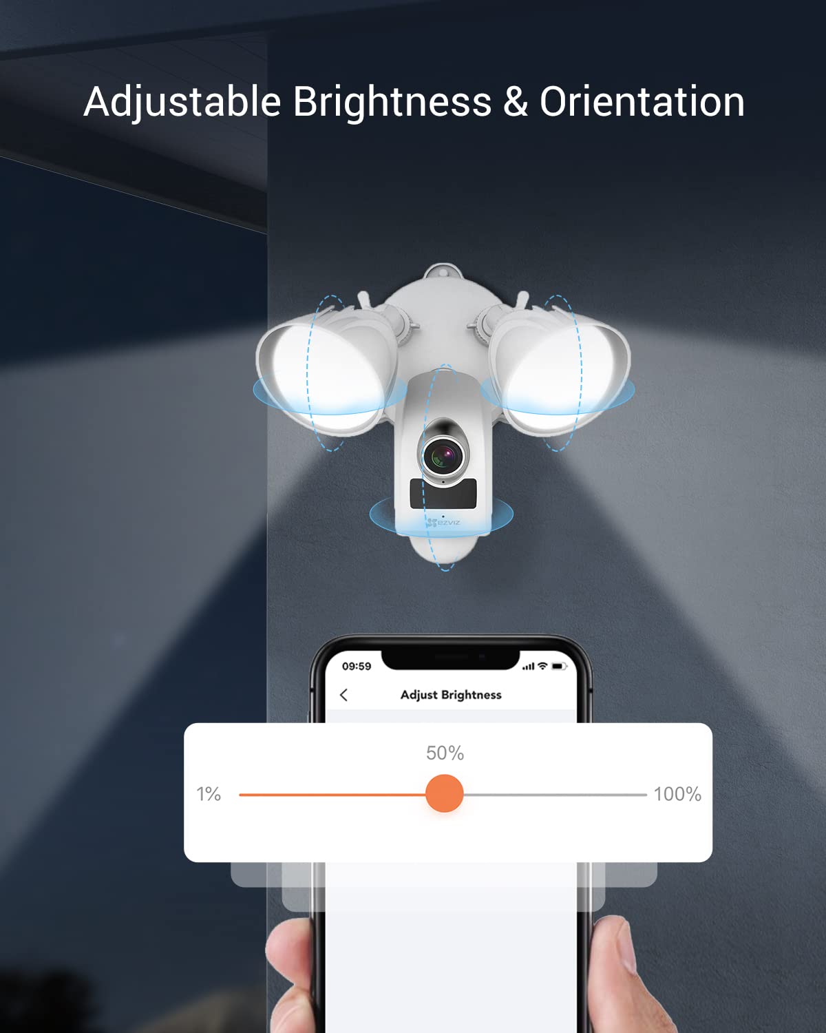 EZVIZ Wired Floodlight Security WiFi Camera Outdoor, Smart PIR Detection, FHD 1080P, 2000 Lumens, 25M Starlight Colour Night Vision, Weatherproof, Two-Way Talk, SD Card/Cloud Storage, Hardwired |LC1C