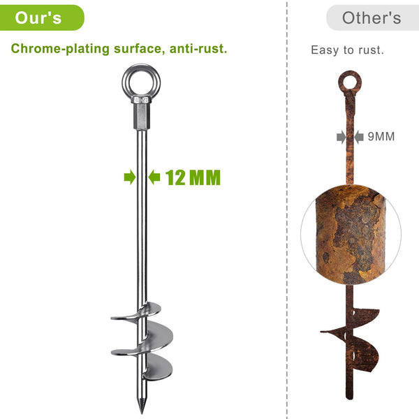 Insaga Tent Peg, 76cm Heavy Duty Ground Anchor Large Metal Earth Stake Spiral Blade Screw in Trampolines Spike for Swing Set/Camping/Shed/Dog/Carport