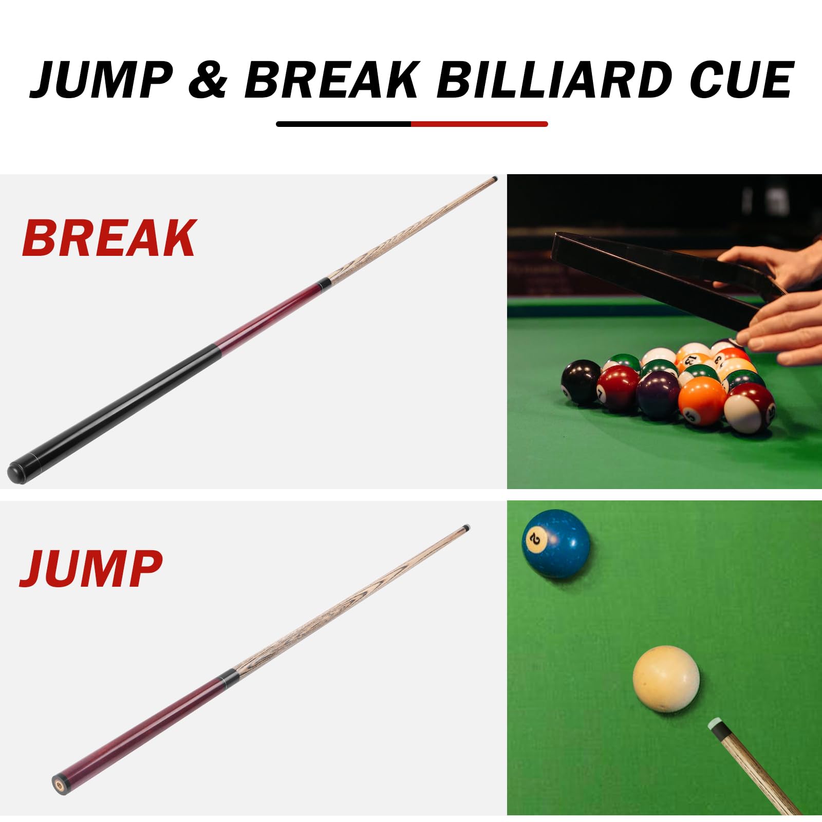 Aklot Pool Cue, Heavy Hitter Jump Break Cue 23~25oz 1 Pool Stick 14mm Bakelite Tip for Explosive Breaks and Effortless Jumps