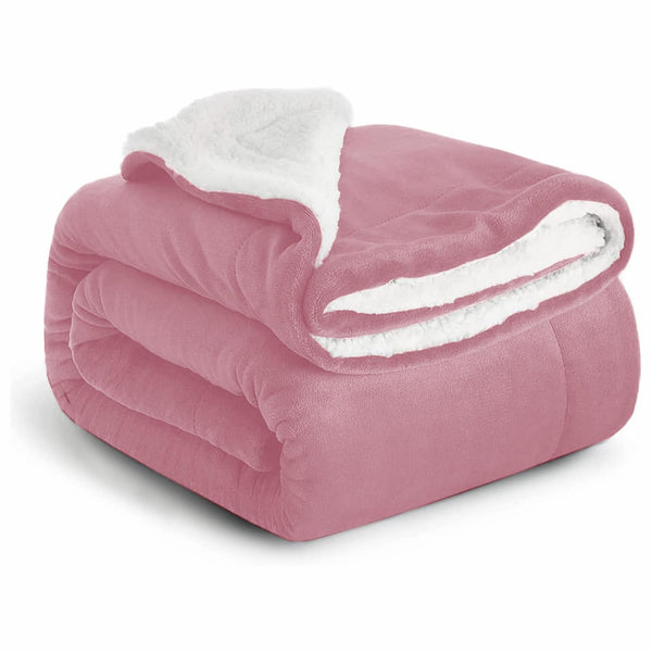 Imperial Rooms Sherpa Fleece Blanket Bed Throws Blankets For Sofas Soft Fluffy Thick Blanket Reversible Microfiber Throw (Silver, Single (130 x 150 Cm))