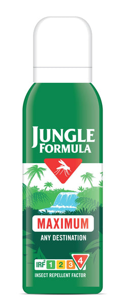 Jungle Formula Maximum Strength Insect Repellent Aerosol Spray (125ml - 50% DEET) - Up To 9 Hour Protection Against Mosquitoes, Ticks & Biting Insects - Mosquito Repellent For Travel & Domestic Use